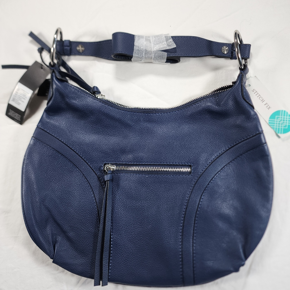 Tahari Midnight Blue Leather Shoulder Bag